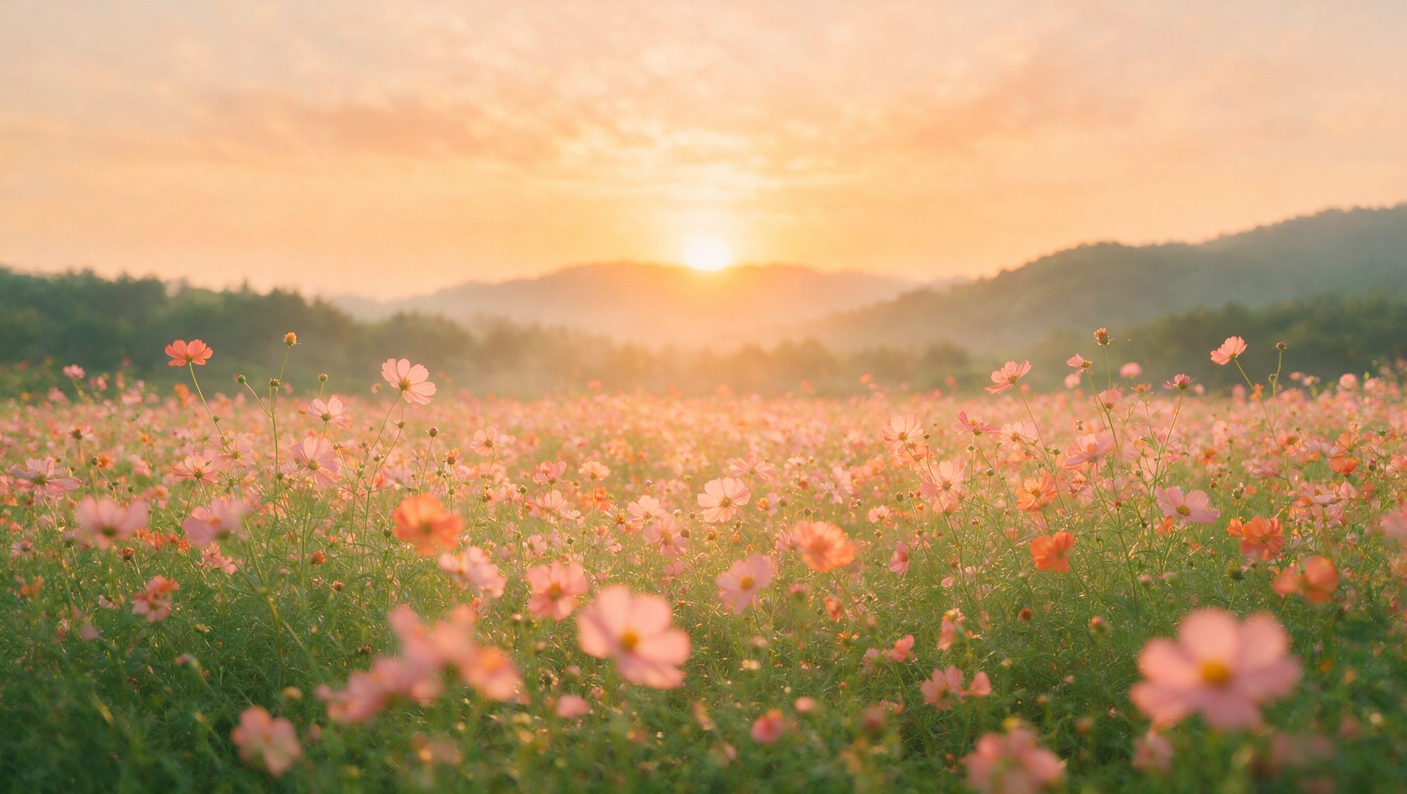 Wildflower meadow at golden hour